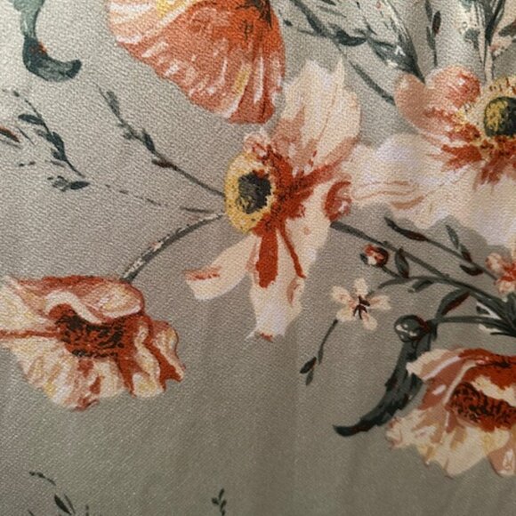 Floret Studios Green Floral Midi Dress - size Medium (8/10) - Picture 3 of 6